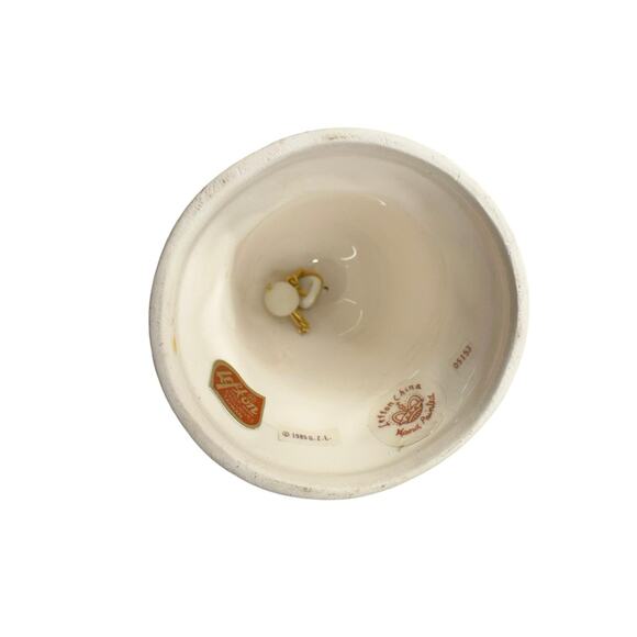 Vintage Lefton Christmas Bell with Panda Bear Candy Cane Striped Handle Holly - Picture 6 of 6